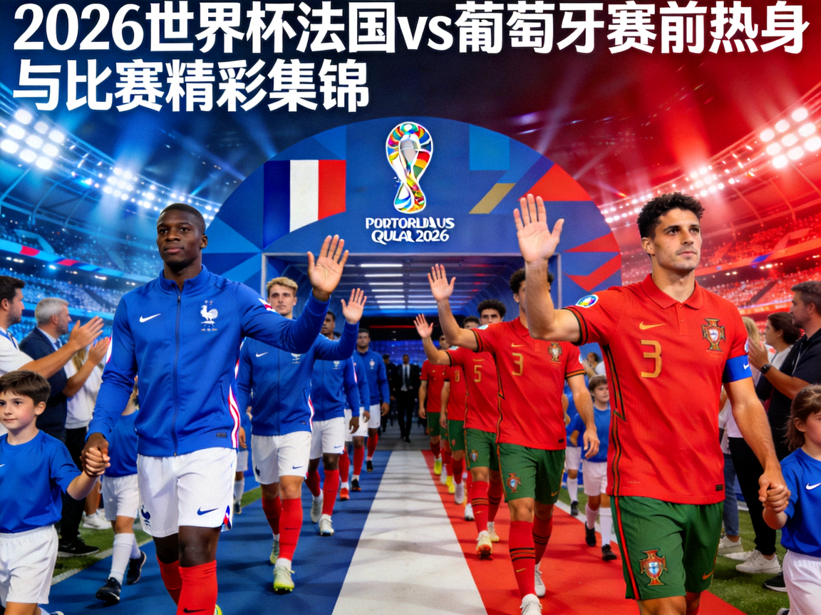 2026世界杯法国vs葡萄牙赛前热身与比赛精彩集锦封面，球员入场画面
